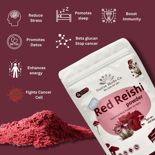 NATIVE HERBS RED REISHI MUSHROOM POWDER - 200gm