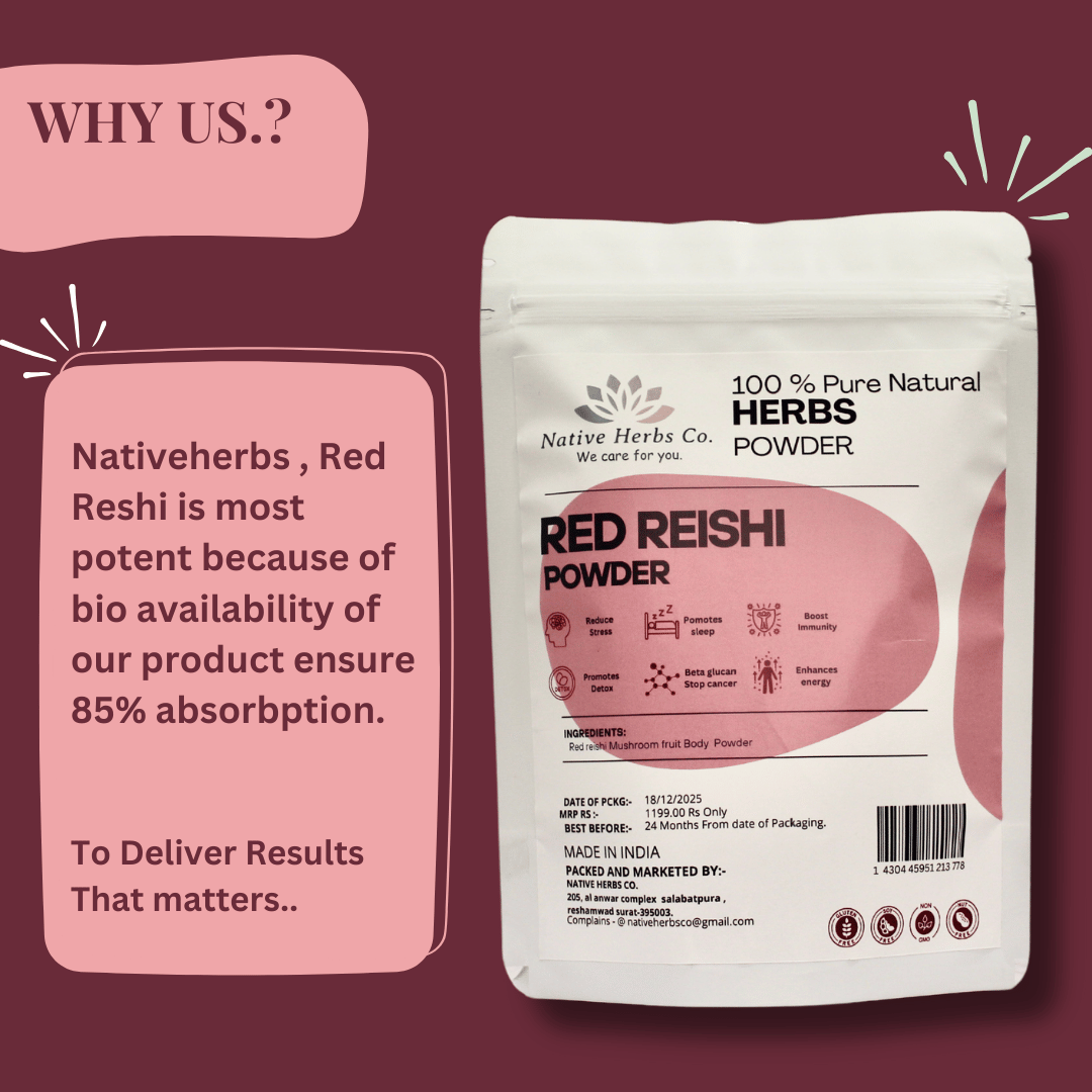 NATIVE HERBS RED REISHI MUSHROOM POWDER - 200gm